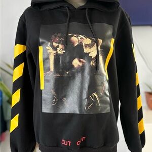 Off-White Black Hoodie with Yellow Graphic